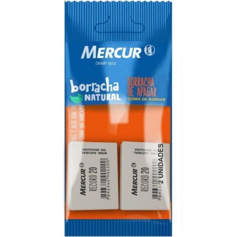 BORRACHA BRANCA RECORD 20 COM 2 MERCUR - REF. B01010301009 - CAIXA MASTER COM 12 UNIDADES