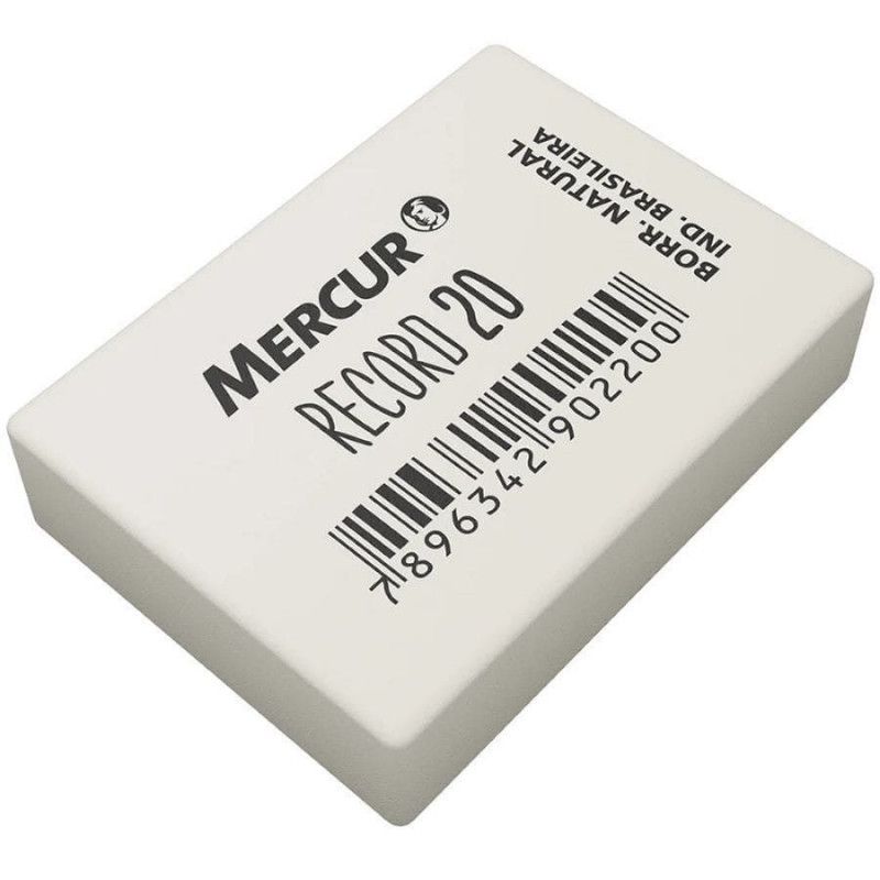 BORRACHA BRANCA RECORD 20 COM 2 MERCUR - REF. B01010301009 - CAIXA MASTER COM 12 UNIDADES