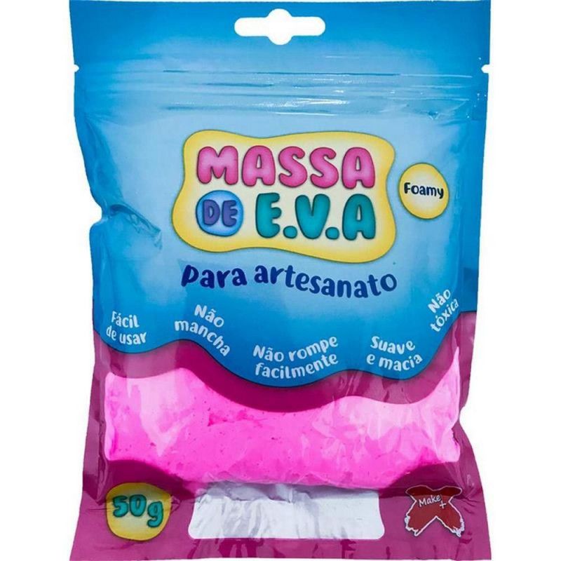 MASSA EVA PARA ARTESANATO 50G ROSA FOAMY - REF. 13008 - 1 UNIDADE