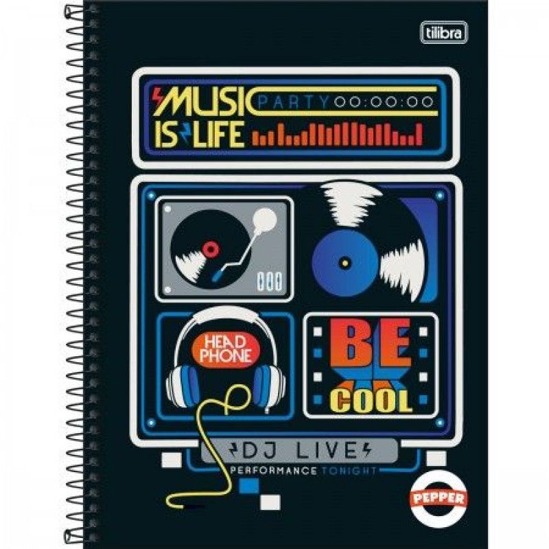 CADERNO 10 MATERIAS CAPA DURA 160 FOLHAS PEPPER - REF. 15988 - PACOTE COM 4 UNIDADES