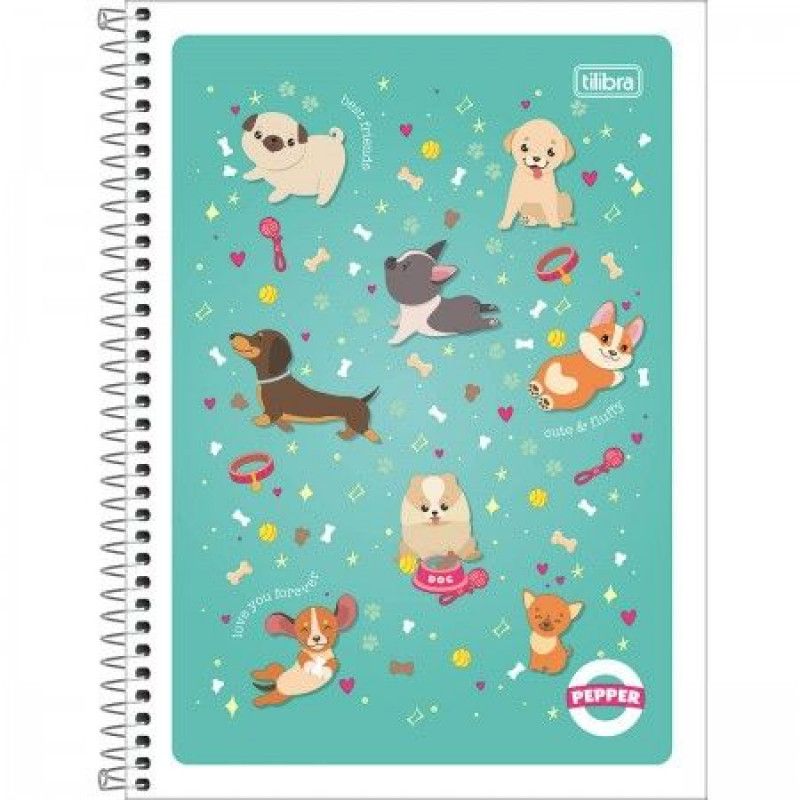 CADERNO 1 MATERIA CAPA FLEXIVEL 80 FOLHAS PEPPER FEMININO 23672 - REF. 23672 - PACOTE COM 4 UNIDADES