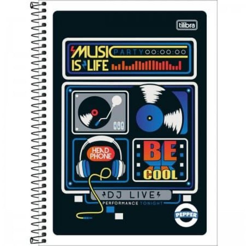CADERNO 1 MATERIA CAPA FLEXIVEL 80 FOLHAS PEPPER - REF. 23602 - PACOTE COM 4 UNIDADES