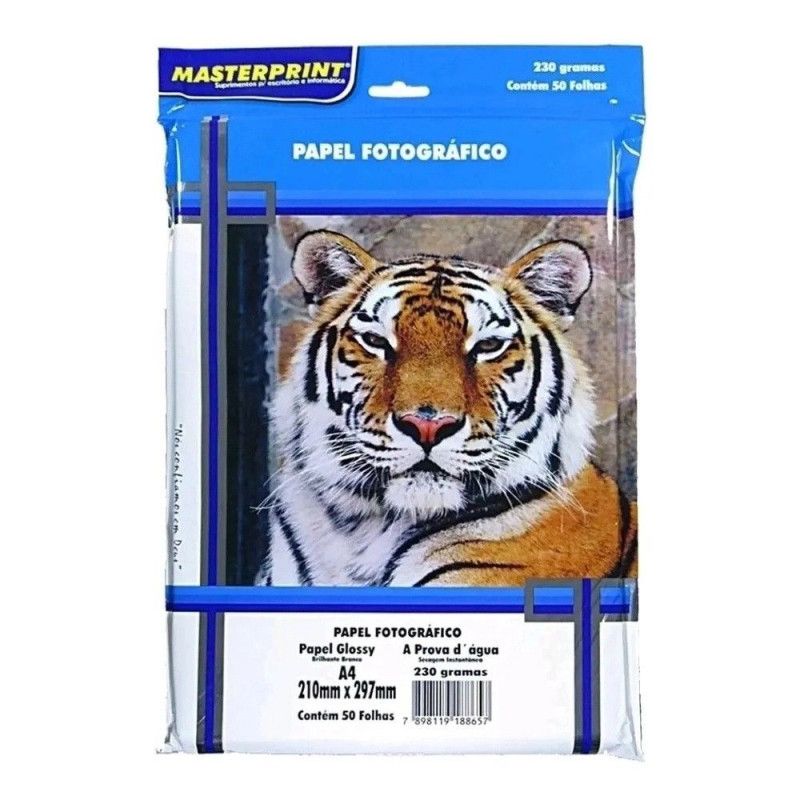 PAPEL FOTOGRAFICO A4 230G 50 FOLHAS MASTERPRINT - REF. 302010039 - 1 UNIDADE