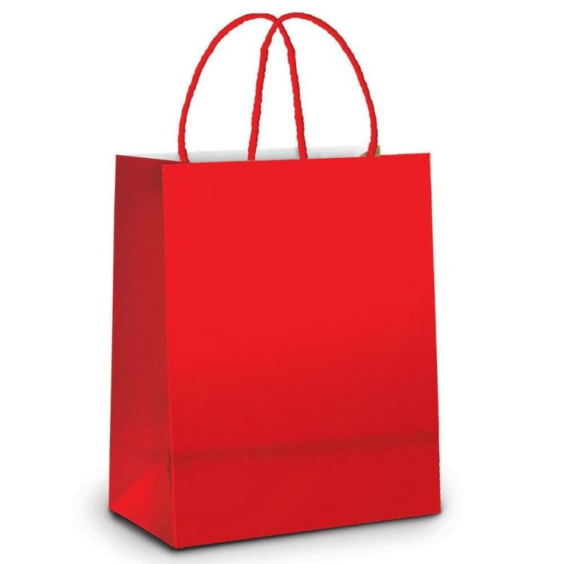 SACOLA PARA PRESENTE LAMINADO 21.5 X 15 X 8 CM VERMELHO - REF. 1000059 - PACOTE COM 10 UNIDADES