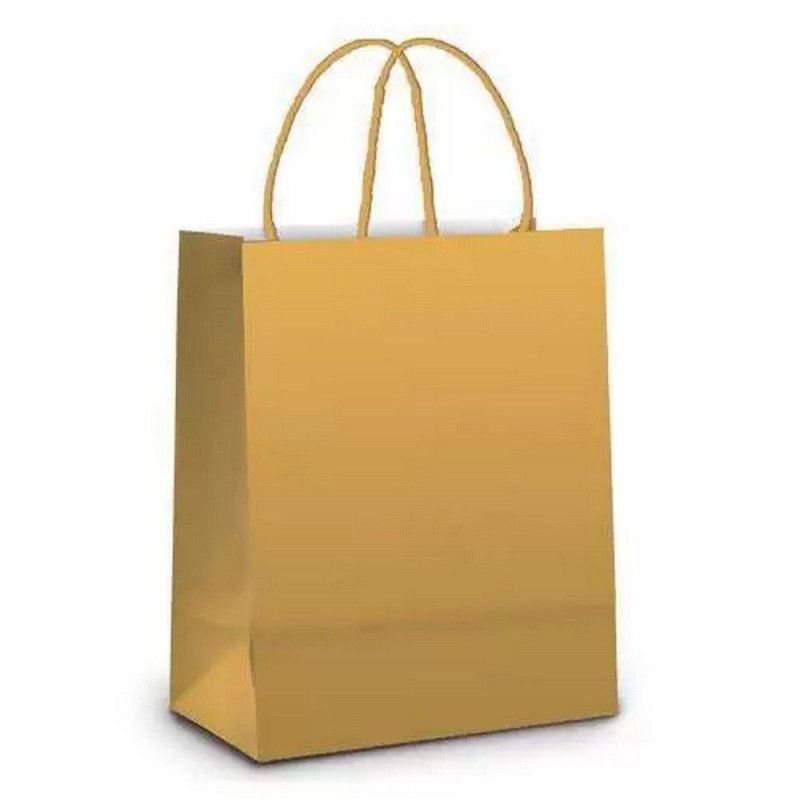 SACOLA PARA PRESENTE LAMINADO 26 X 19.5 X 9.5 CM OURO  - REF. 1001046 - PACOTE COM 10 UNIDADES