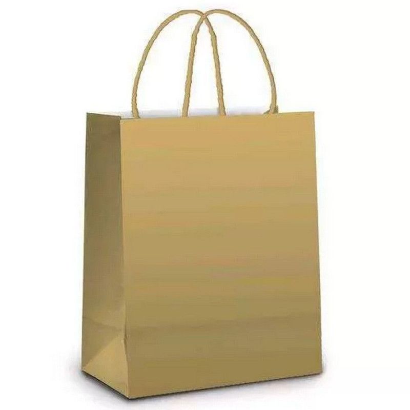 SACOLA PARA PRESENTE LAMINADO 32 X 26.5 X 13 CM OURO - REF. 1002046 - PACOTE COM 10 UNIDADES
