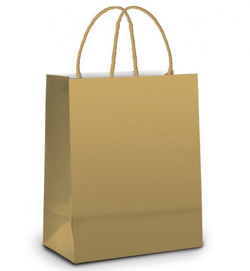 SACOLA PARA PRESENTE LAMINADO 39 X 32 X CM OURO  - REF. 1003046 - PACOTE COM 10 UNIDADES