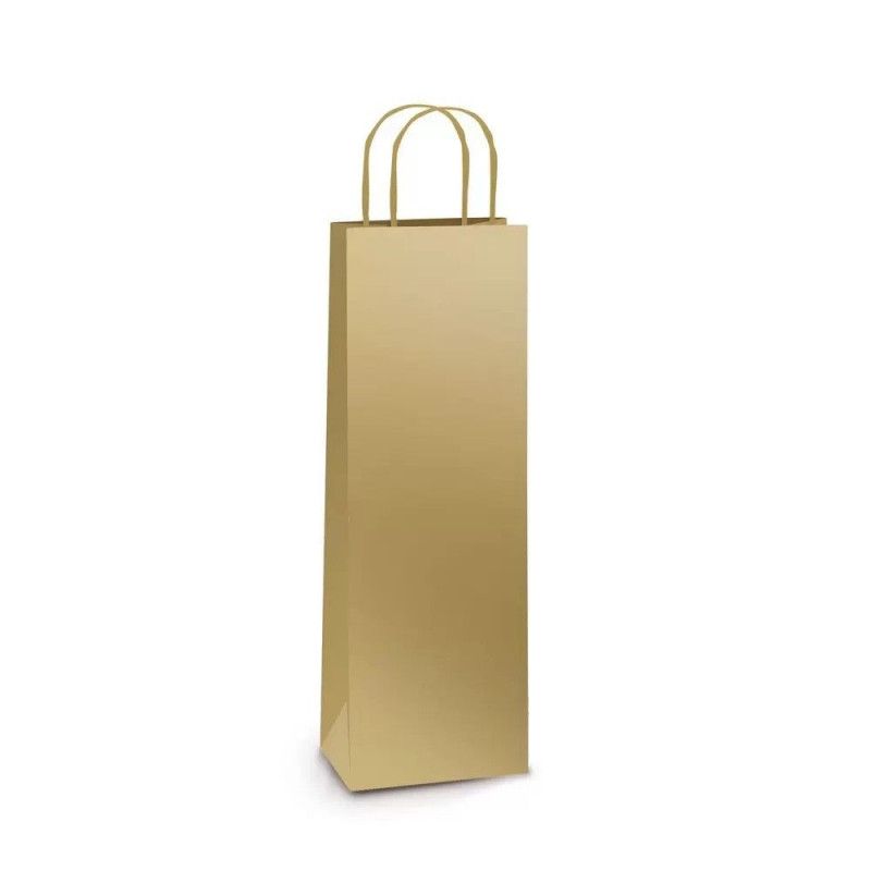 SACOLA PARA PRESENTE LAMINADO 35 X 13 X 8 CM GARRAFA OURO - REF. 1004046 - PACOTE COM 10 UNIDADES