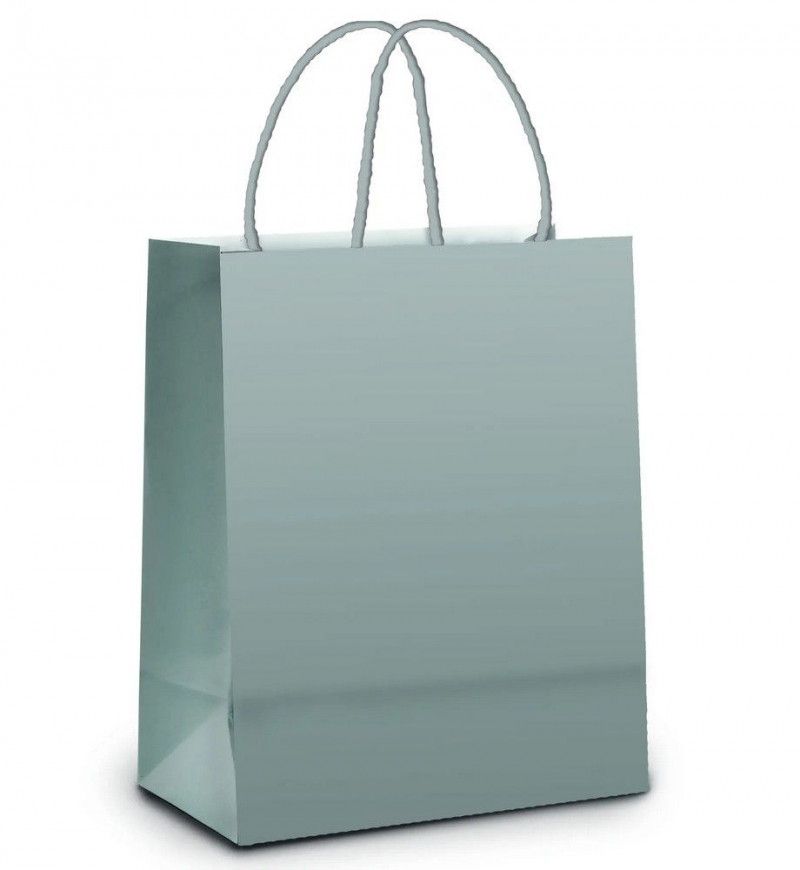 SACOLA PARA PRESENTE LAMINADO 26 X 19.5 X 9.5 CM PRATA  - REF. 1001045 - PACOTE COM 10 UNIDADES