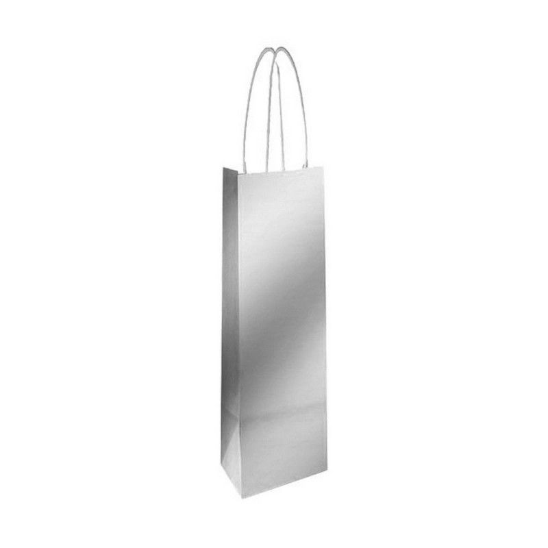 SACOLA PARA PRESENTE LAMINADO 35 X 13 X 8 CM GARRAFA PRATA - REF. 1004045 - PACOTE COM 10 UNIDADES