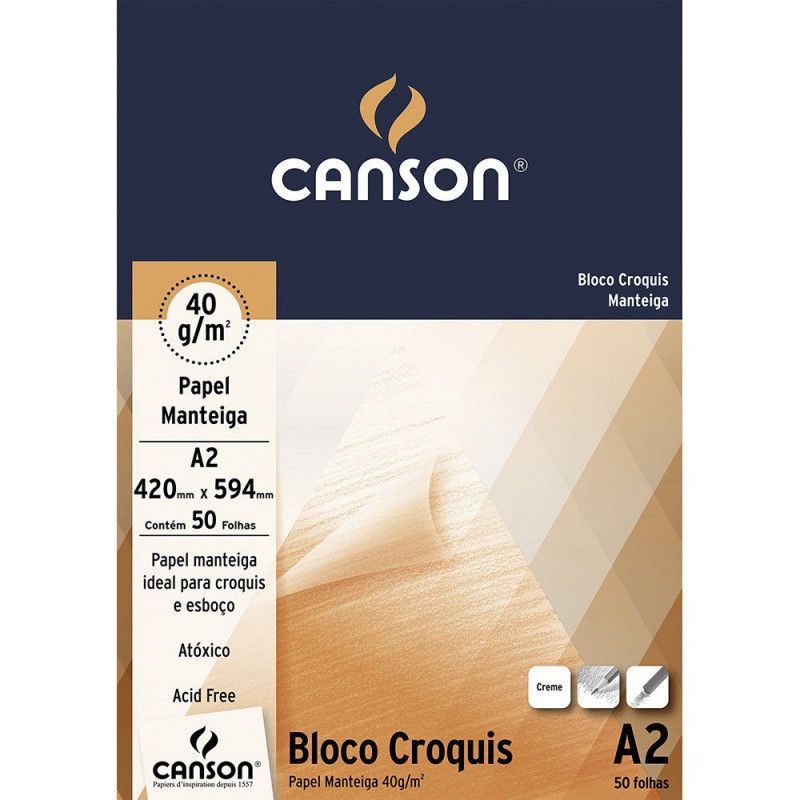 BLOCO CROQUIS A2 MANTEIGA 41G 50 FOLHAS CANSON - REF. 7048 - 1 UNIDADE