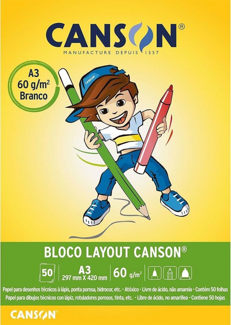BLOCO LAYOUT A3 63G 50 FOLHAS CANSON - REF. 7075 - 1 UNIDADE