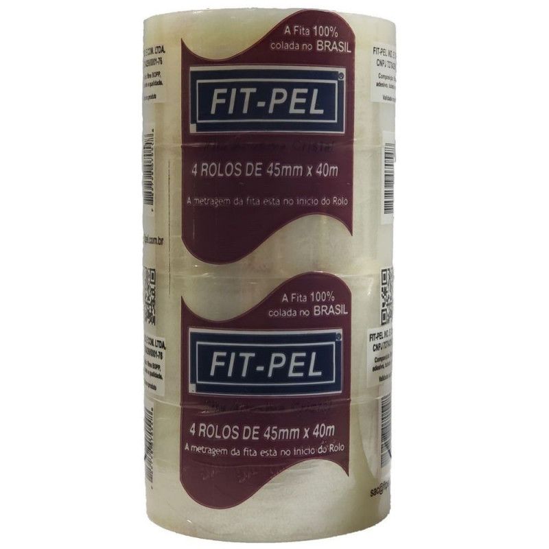 FITA EMPACOTAMENTO 45 MM X 40 M TRANSPARENTE FIT PEL - REF. 3101 - PACOTE COM 4 UNIDADES