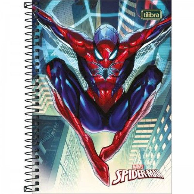 CADERNO ESPIRAL CAPA DURA 1/4 80 FOLHAS SPIDERMAN TILIBRA - REF. 29236 - CAIXA COM 4 UNIDADES