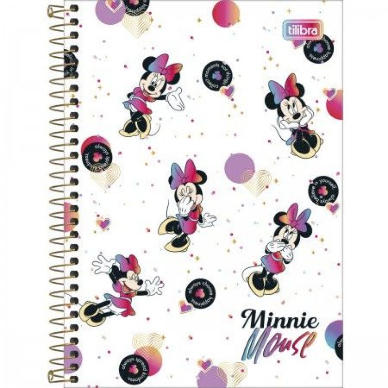 CADERNETA 80 FOLHAS ESPIRAL CAPA DURA MINNIE TILIBRA - REF. 29217 - PACOTE COM 4 UNIDADES