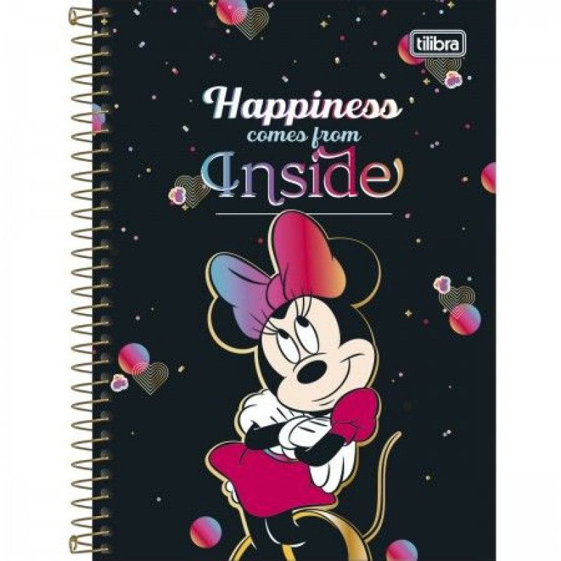 CADERNETA 80 FOLHAS ESPIRAL CAPA DURA MINNIE TILIBRA - REF. 29217 - PACOTE COM 4 UNIDADES