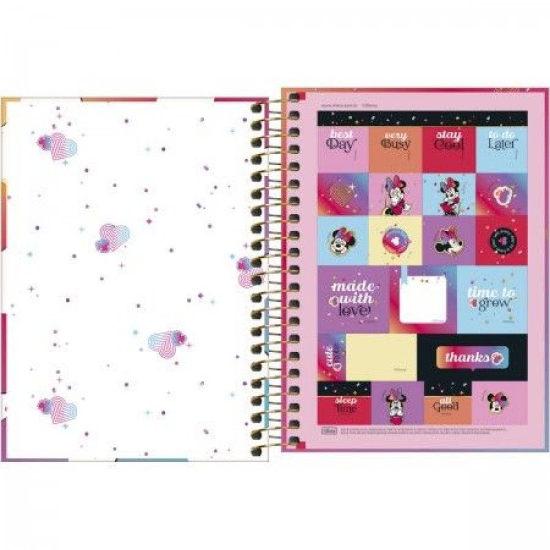 CADERNETA 80 FOLHAS ESPIRAL CAPA DURA MINNIE TILIBRA - REF. 29217 - PACOTE COM 4 UNIDADES