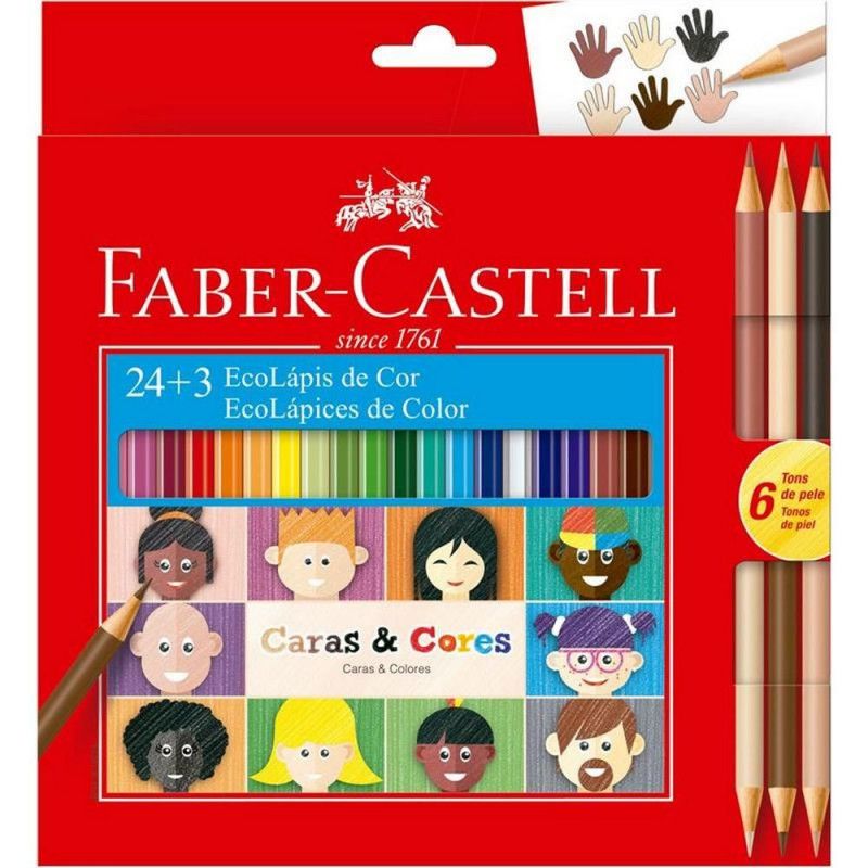 LAPIS 24+3 CORES CARAS E CORES FABER-CASTELL - REF. 120124CC - PACOTE COM 6 UNIDADES
