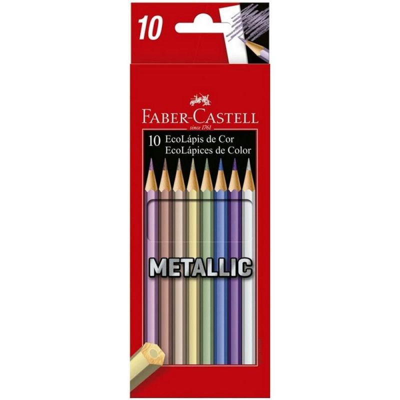LAPIS 10 CORES METALLIC FABER-CASTELL - REF. 120410G - CAIXA COM 12 UNIDADES