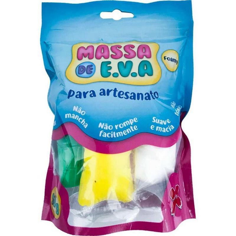 MASSA EVA PARA ARTESANATO 50G BRACO/VERMELHO/AZUL/VERDE - REF. 13016 - 1 UNIDADE