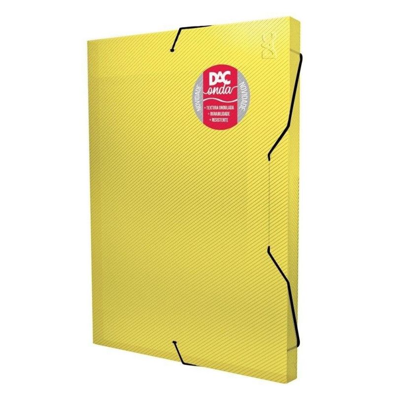 PASTA ABA ELASTICO PLASTICA ONDA 20MM AMARELO DAC - REF. 402AM - CAIXA COM 10 UNIDADES
