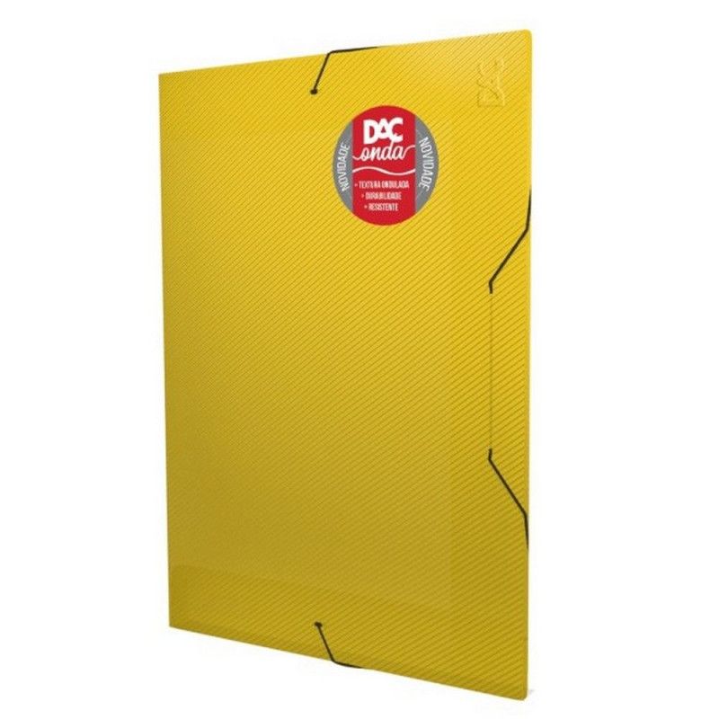 PASTA ABA ELASTICO PLASTICA ONDA OFICIO AMARELO DAC - REF. 401AM - CAIXA COM 10 UNIDADES