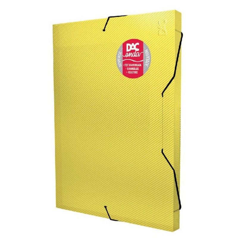 PASTA ABA ELASTICO PLASTICA ONDA 40MM AMARELO DAC - REF. 404AM - CAIXA COM 10 UNIDADES