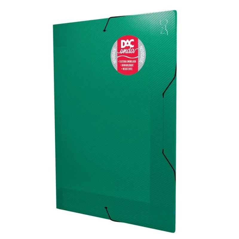 PASTA ABA ELASTICO PLASTICA ONDA OFICIO VERDE DAC - REF. 401VD - CAIXA COM 10 UNIDADES