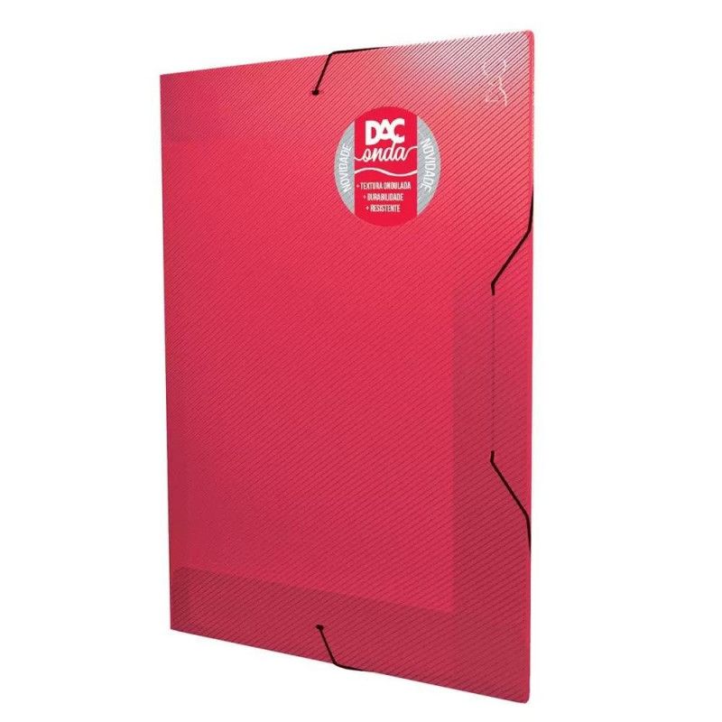 PASTA ABA ELASTICO PLASTICA ONDA OFICIO VERMELHO DAC - REF. 401VM - CAIXA COM 10 UNIDADES