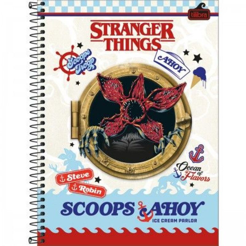 CADERNO 10 MATERIAS CAPA DURA 160 FOLHAS STRANGER THINGS - REF. 29412 - PACOTE COM 4 UNIDADES