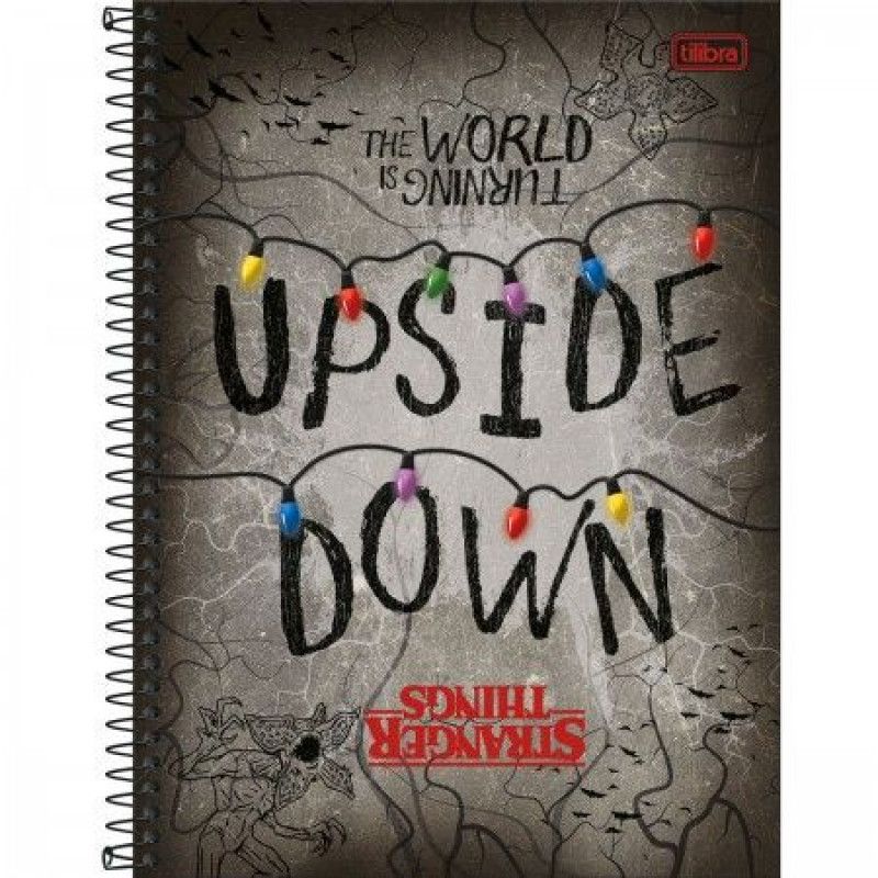 CADERNO 10 MATERIAS CAPA DURA 160 FOLHAS STRANGER THINGS - REF. 29412 - PACOTE COM 4 UNIDADES