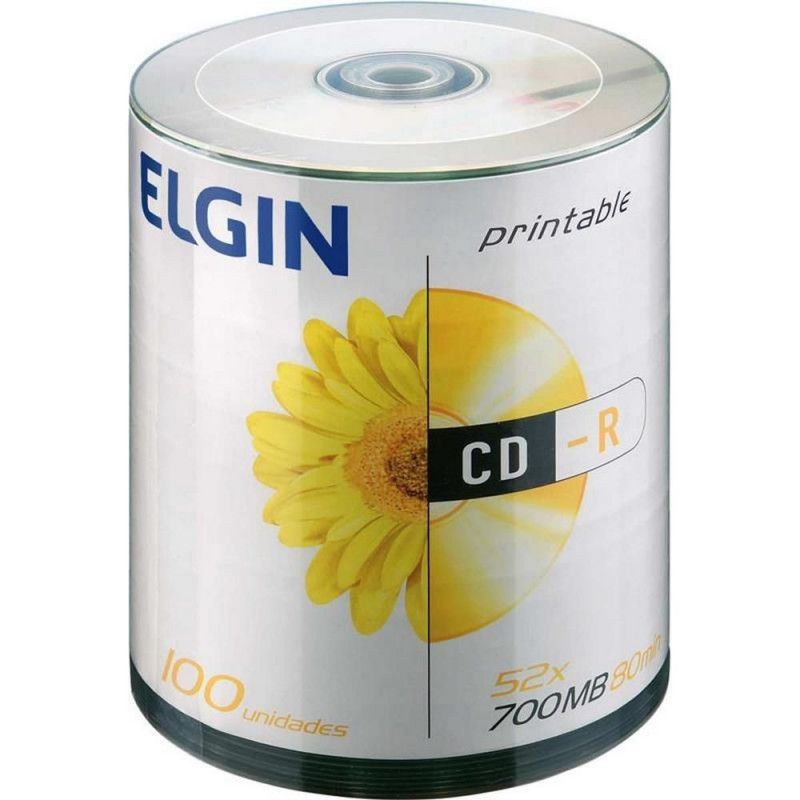 CD-R 700MB SHIRINK PRINTABLE ELGIN - REF. 82045 - CAIXA COM 100 UNIDADES