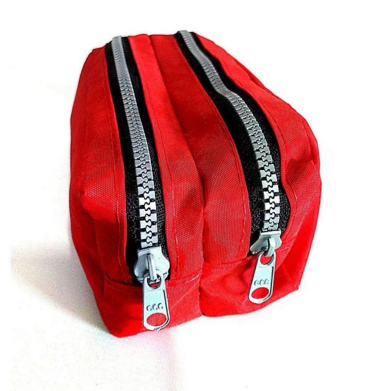 ESTOJO DUPLO TACTEL ZIPER GROSSO VERMELHO - 1 UNIDADE