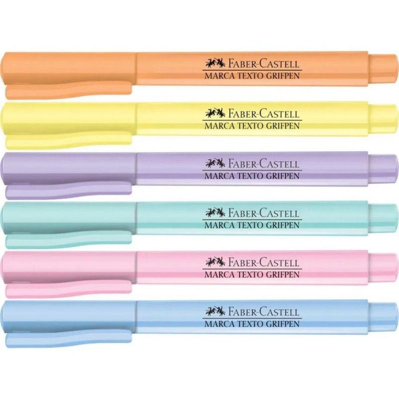 PINCEL MARCA TEXTO PASTEL 6 CORES FABER-CASTELL - REF. MT/TP6ZF - PACOTE COM 6 CAIXAS
