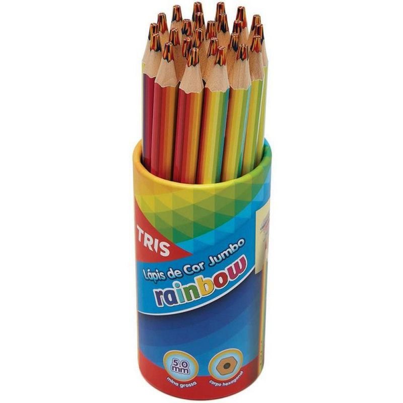 LAPIS COR GIGANTE JUMBO RAINBOW TRIS - REF. 687711 - CAIXA COM 24 UNIDADES