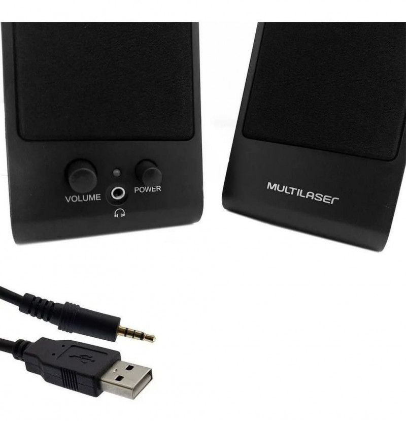 CAIXA DE SOM 3W MULTIMIDIA PARA PC E NOTEBOOK MULTILASER - REF. SP009 - 1 UNIDADE