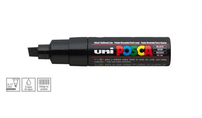 CANETA 8.0MM UNI POSCA PC-8K PRETO - REF. PC-8K - 1 UNIDADE