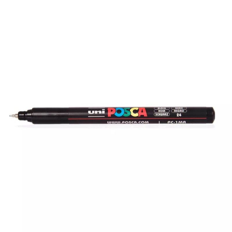 CANETA 0.7MM UNI POSCA PRETO - REF. PC-1MR - CAIXA COM 6 UNIDADES
