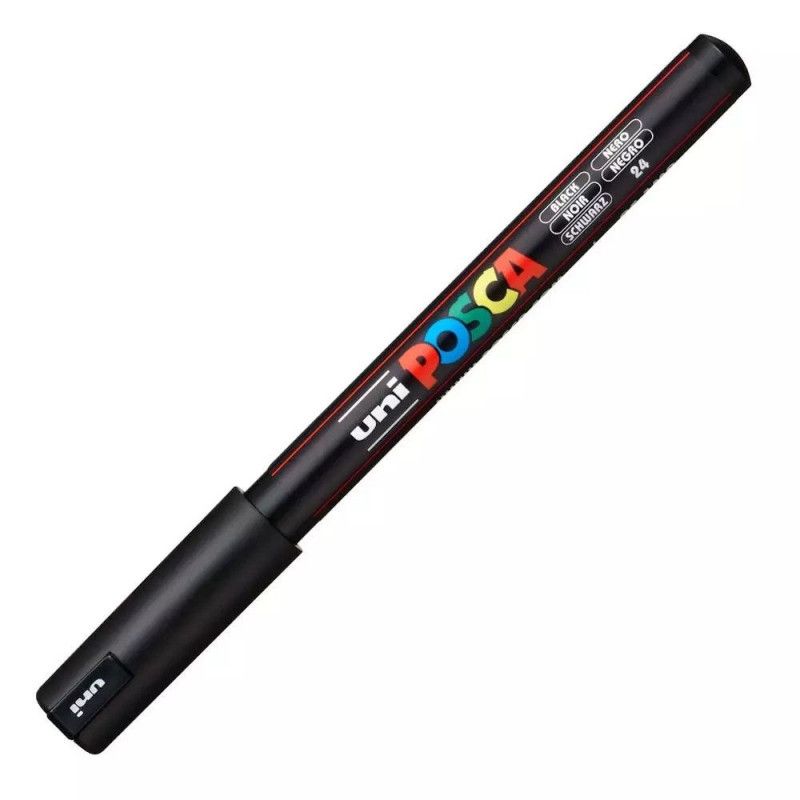 CANETA 0.7MM UNI POSCA PRETO - REF. PC-1MR - CAIXA COM 6 UNIDADES