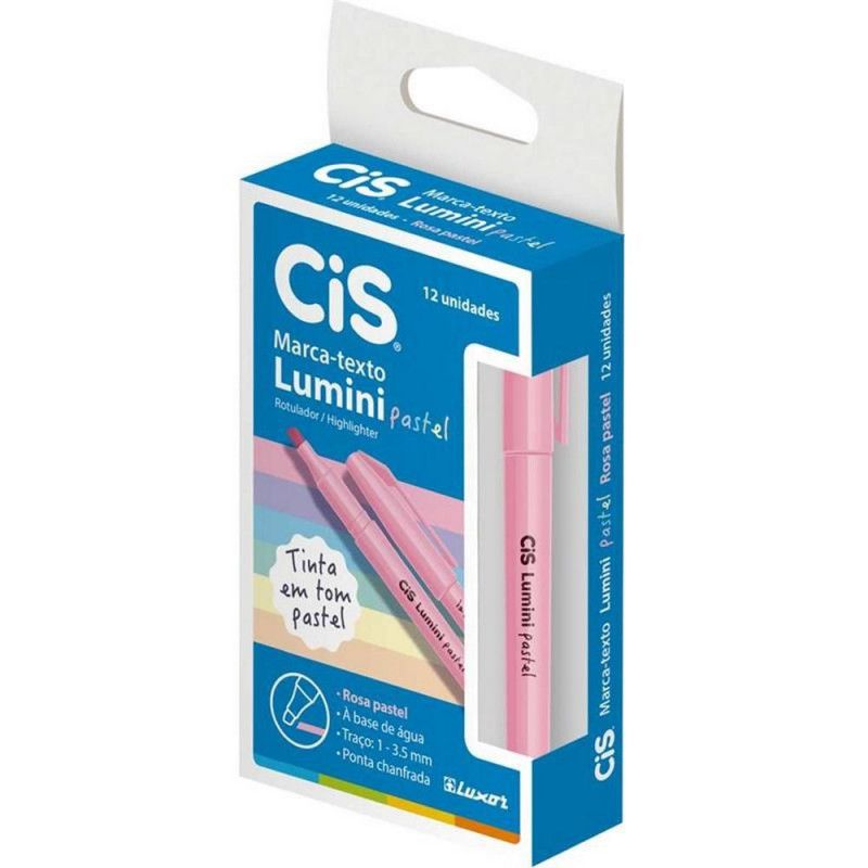 PINCEL MARCA TEXTO LUMINI PASTEL ROSA -  REF 57.0000 - 1 CAIXA COM 12 UNIDADES 