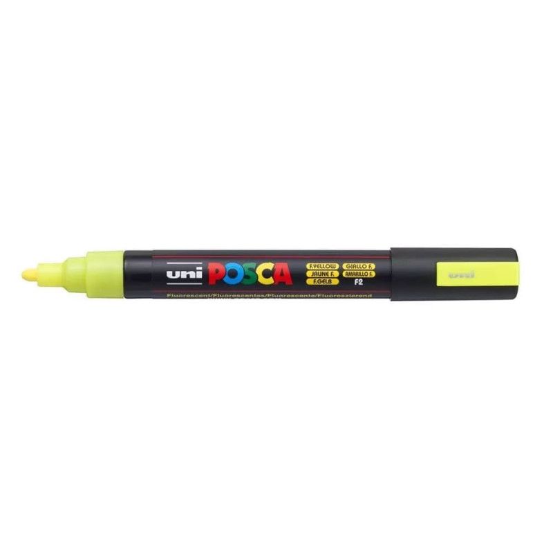 CANETA UNI POSCA FLUORESCENTE AMARELO CIS - REF. PC-5M - CAIXA COM 6 UNIDADES
