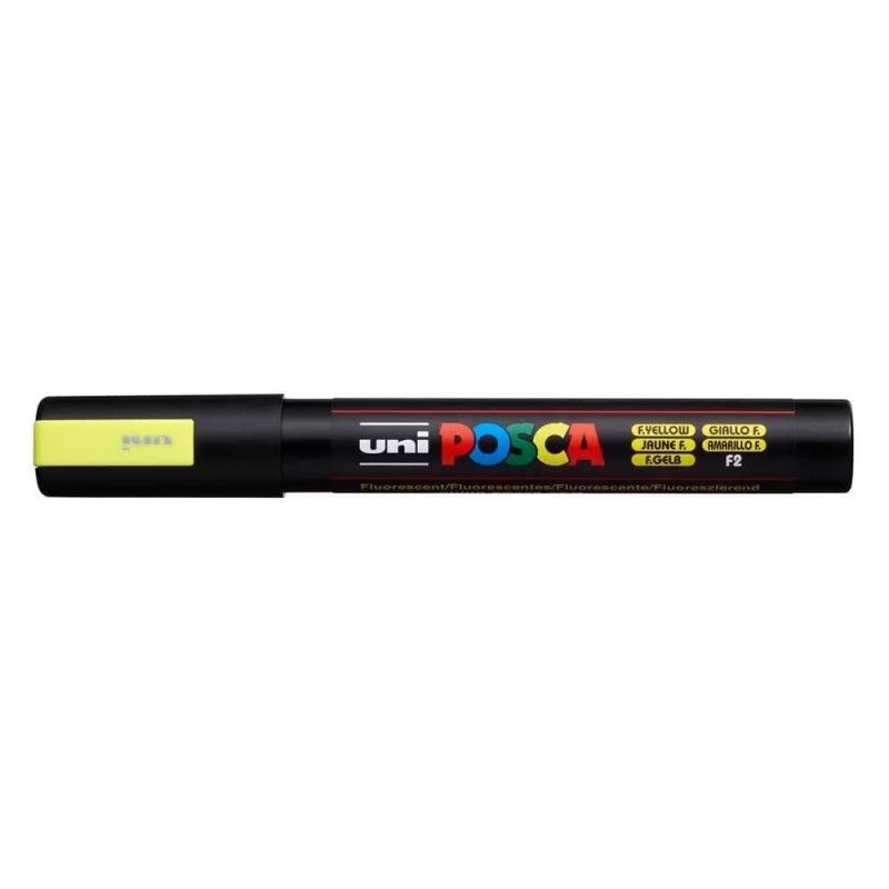 CANETA UNI POSCA FLUORESCENTE AMARELO CIS - REF. PC-5M - CAIXA COM 6 UNIDADES