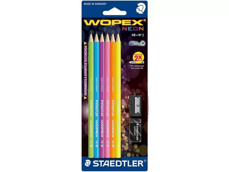 KIT LAPIS PRETO N.2 WOPEX COM 6 LAPIS + BORRACHA+APONTADOR - REF. 180FSBK6LC - 1 UNIDADE