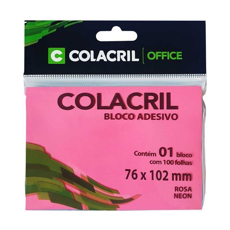 BLOCO ADESIVO ANOTACAO 76X101MM 100 FOLHAS COLACRIL - 1 UNIDADE