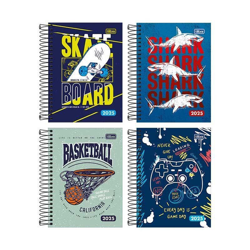 AGENDA ESPIRAL MAIS MASCULINO M4 TILIBRA 2025 - REF. 291072 - PACOTE COM 4 UNIDADES 