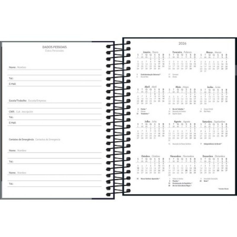 AGENDA ESPIRAL MAIS MASCULINO M4 TILIBRA 2026 - REF. 291072 - PACOTE COM 4 UNIDADES