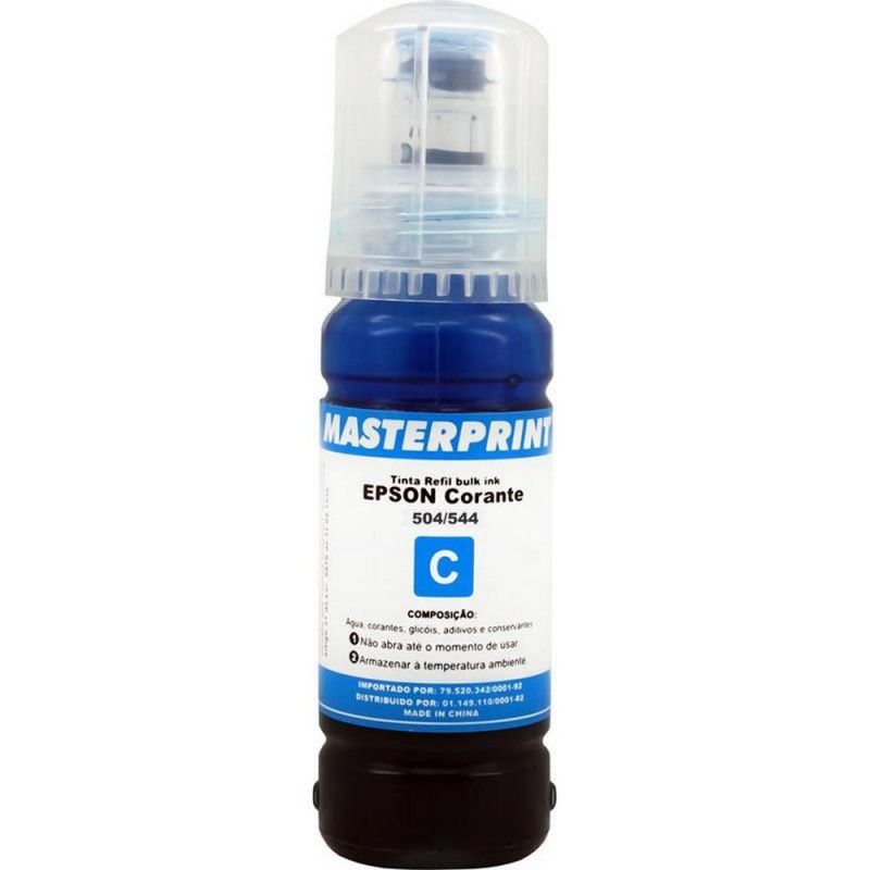 TINTA REFIL EPSON 70ML 504/544 CIANO COMPATIVEL MASTERPRINT - REF. 504 - 1 UNIDADE