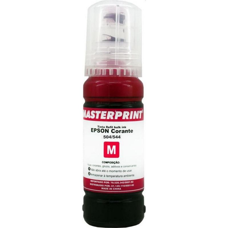 TINTA REFIL EPSON 70ML 504/544 MAGENTA COMPATIVEL MASTERPRINT - REF. 504 - 1 UNIDADE