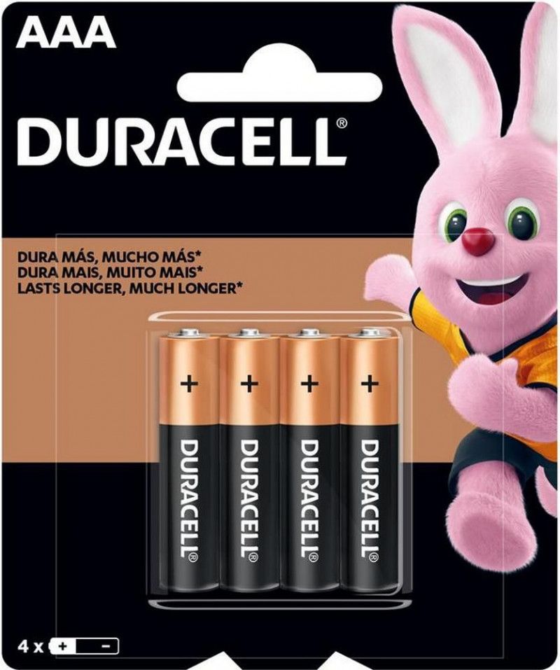 PILHA PALITO AAA COM 4 ALCALINA DURACELL -1 UNIDADE