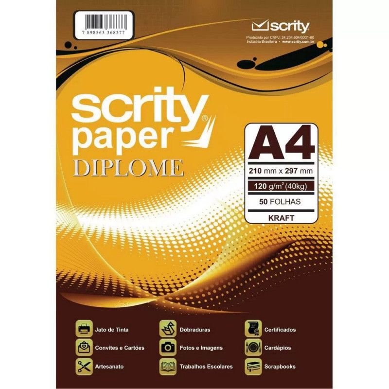 PAPEL KRAFT 120G A4 SCRITY - REF. RV0010 - CAIXA MASTER COM 25 PACOTES